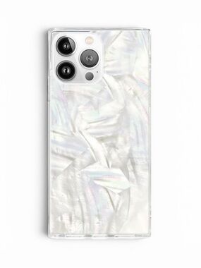 EUC Flaunt SQUARE® Geo White Mother of Pearl iPhone Case iPhone 14